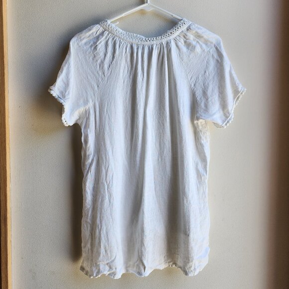 Alessia Pacini White 100% Linen V-Neck Short Sleeve Jersey Size Small - Picture 14 of 15